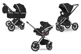 Коляска універсальна Optima CRL-6504 (3in1) Leather Black в льоні CARRELLO