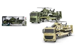 Автовоз військовий з вертольотом і танком інерційний, озвучений, зі світлом, в коробці, 2види RJ6872 р.46,3*10*17,2см