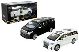 Машина металева 68481 "АВТОПРОМ", 2 кольори, 1:29 Toyota Alphard, батарейка, світло, звук, відкр. двері, в коробці 20x11x10 см.