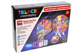 Конструктор магнітний IBLOCK PL-920-05 46 деталей, коробка 34*125,5*7,8 см