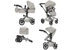 Візок для ляльки 9695 FORTUNA LIGHT GREY 2в1 з сумкою, металевий, в коробці 54.5x14.5x38.5 см CARRELLO