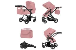 Візок для ляльки 2в1 MAESTRO 9651B POWDER PINK з сумкою, металевий, в коробці 45x14.5x38 см CARRELLO