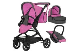 Візок для ляльки 3в1 9636 MAGIA ROSE RED з сумкою металевий, коробка 59,5x18,5x37,5 см CARRELLO