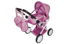 Візок для ляльки CARRELLO UNICO 9346 ROSE з сумкою, металевий коробка 45*15*36,5 см