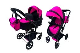 Візок для ляльки 2в1 9695+BAG FORTUNA HOT PINK з сумкою, металевий, в коробці  р.54,5x14,5x38,5см CARRELLO