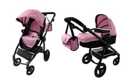 Візочок для ляльки 9696 "Ultra" PINK 2в1 з сумкою, металевий, в коробці р.51x14,5x44,5 см CARRELLO
