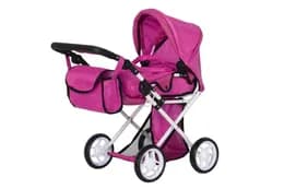 Візок для ляльки 9346 UNICO HOT PINK з сумкою, металевий, коробка 45x15x36,5 см CARRELLO