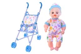 Візок з лялькою сидячий H01-63 в кульку р.62x20см YG Toys