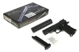 Пістолет на кульках Galaxy G.10А страйкбольний COLT1911PD чорний, металевий, з глушником