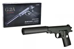 Страйкбольний пістолет G.2A, Browning mini з глушником, Вальтер метал, чорний GALAXY