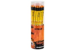 Олівець графітний Kite з гумкою, тригранний Garfield GF25-046,тубус