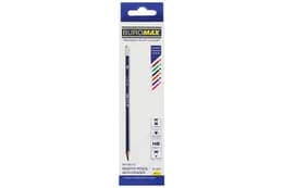 Олівець графітовий BUROMAX NEON LINE НВ з гумкою асорті 12 шт