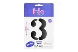 Фольгована кулька цифра 02433 "3" чорна 30" (76 см) 1 шт Balun