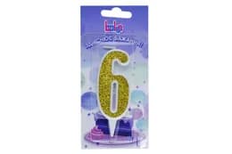 Свічка 03705 Balun цифра '6' біла золото 9 см