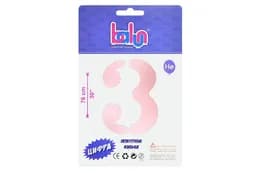 Фольгована кулька 02413 цифра "3" sugar pink 30" (76 см) 1 шт Balun