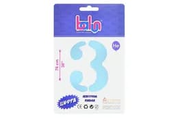 Фольгована кулька 02423 цифра "3" sugar blue 30" (76 см) 1 шт Balun