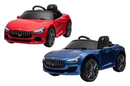 Електромобіль Maserati SL631B червоний/синій, шкіряні сидіння, колеса EVA, MP3, Р/К, 12V4.5AH, 2*18W