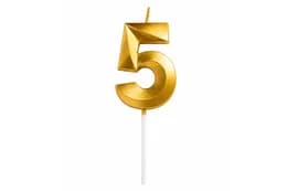 Свічка 03788 цифра "5" (4,5 см) золота 3D ТМ "Твоя забава"