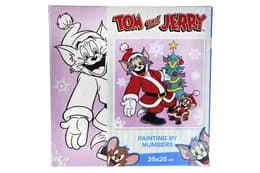 Набір для розпису по номерах 25x25 см KHO6858 "Tom and Jerry: біля ялинки" Ideyka