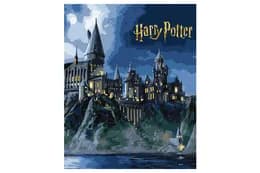 Набір для розпису по номерах KHO5230 WB"Harry Potter: Гоґвортс вночі з фарбами металік extra" 40х50см IDEYKA