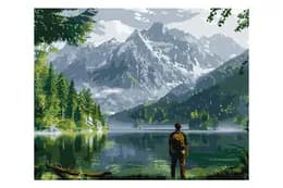 Набір для розпису по номерах 40x50 см KHO2902 "Гірський краєвид" Ideyka