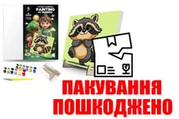OUTLET Набір для розпису по номерах 25х25 см QB900-024 Єнотик з дерев'яною підставкою qbe