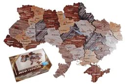 Мапа України двошарова дерев'яна, настінна Арт-06010 р. 160*110 см PuzzleOK