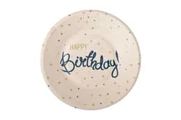Паперові тарілки Твоя Забава "Happy Birthday" кремові 10шт. (18см.)