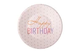 Паперові тарілки Твоя Забава "Happy Birthday" рожеві 10шт. (18см.)