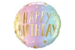 Фольгована кулька круг 01481 "Happy Birthday омбре" кольорова 18"(45см)