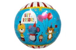 Фольгована кулька круг 18361 "Happy Birthday тваринки" кольорова 18"(45см) 1 шт.