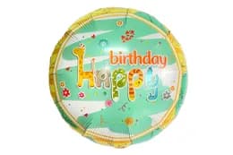 Фольгована кулька круг 01522 "Happy Birthday дитячий" зелена 18"(45см) 1шт.