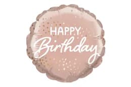 Фольгована кулька круг 12431 "Happy Birthday" пудрова 18"(45см) 1шт.