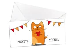 Паперовий конверт на гроші 15195 "Моєму котику" 1шт.