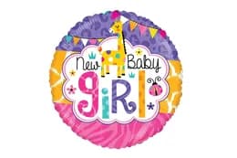 Фольгована кулька круг 01528 "New baby girl" рожева 18"(45см) 1шт.