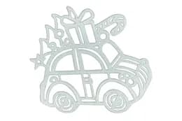 Новорічна іграшка Машинка з подарунками (білий) 12х12х0.3 см
