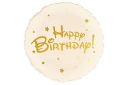 Фольгована кулька круг 20653 "Happy Birthday" кремовий 18"(45см) 1шт.