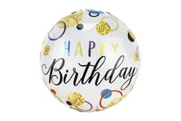 Фольгована кулька круг 01441 "Happy Birthday кола" кольорова 18"(45см) 1шт.