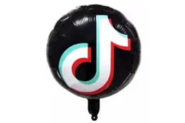 Фольгована кулька круг "Tik-Tok" чорна 18"(45см)