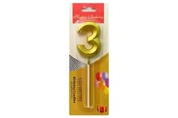 Свічка-цифра "3" золота 3D (5 см.) 1шт.