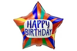 Фольгована кулька зірка 04256 "Happy Birthday кольорова "18"(45см) 1шт.