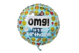 Фольгована кулька круг 01354 "Happy Birthday OMG" кольорова 18"(45см) 1шт.