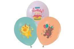 Латексні повітряні кульки 12" (30см.) 23530 "Happy Birthday звірятка" асорті ТМ "Твоя Забава" 50шт.