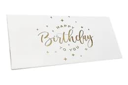 Паперовий конверт на гроші білий 'Happy Birthday' золоте тиснення