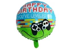 Фольгована кулька круг 01456 "Happy Birthday джойстик " кольорова 18"(45см) 1шт.