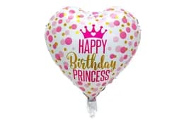 Фольгована кулька серце 17456 "Happy Birthday prinsess" рожева 18"(45см) 1шт.