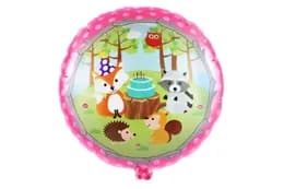Фольгована кулька круг 01431 "Лісові звірята" рожева 18"(45см) 1шт.