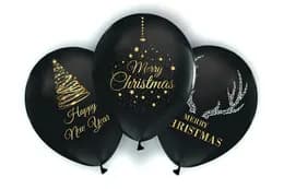 Латексні повітряні кульки 12"(30см) "Merry Christmas" чорні 12875 ТМ "Твоя Забава" 50шт