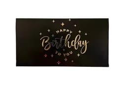 Паперовий конверт на гроші 17701 чорний "Happy Birthday з зірками" золоте тиснення 1шт.