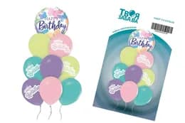 Набір з 9 повітряних кульок "Happy Birthday" макарун ТМ "Твоя Забава"